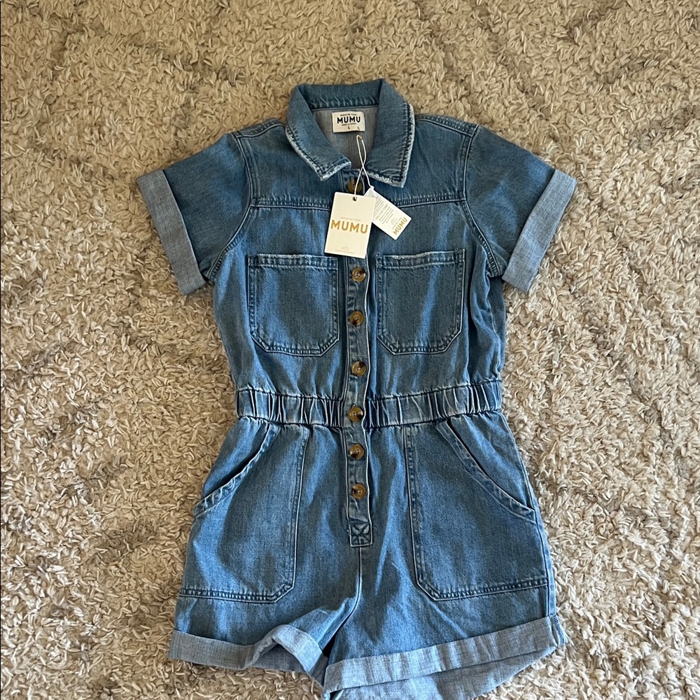 Show Me Your Mumu Denim Romper